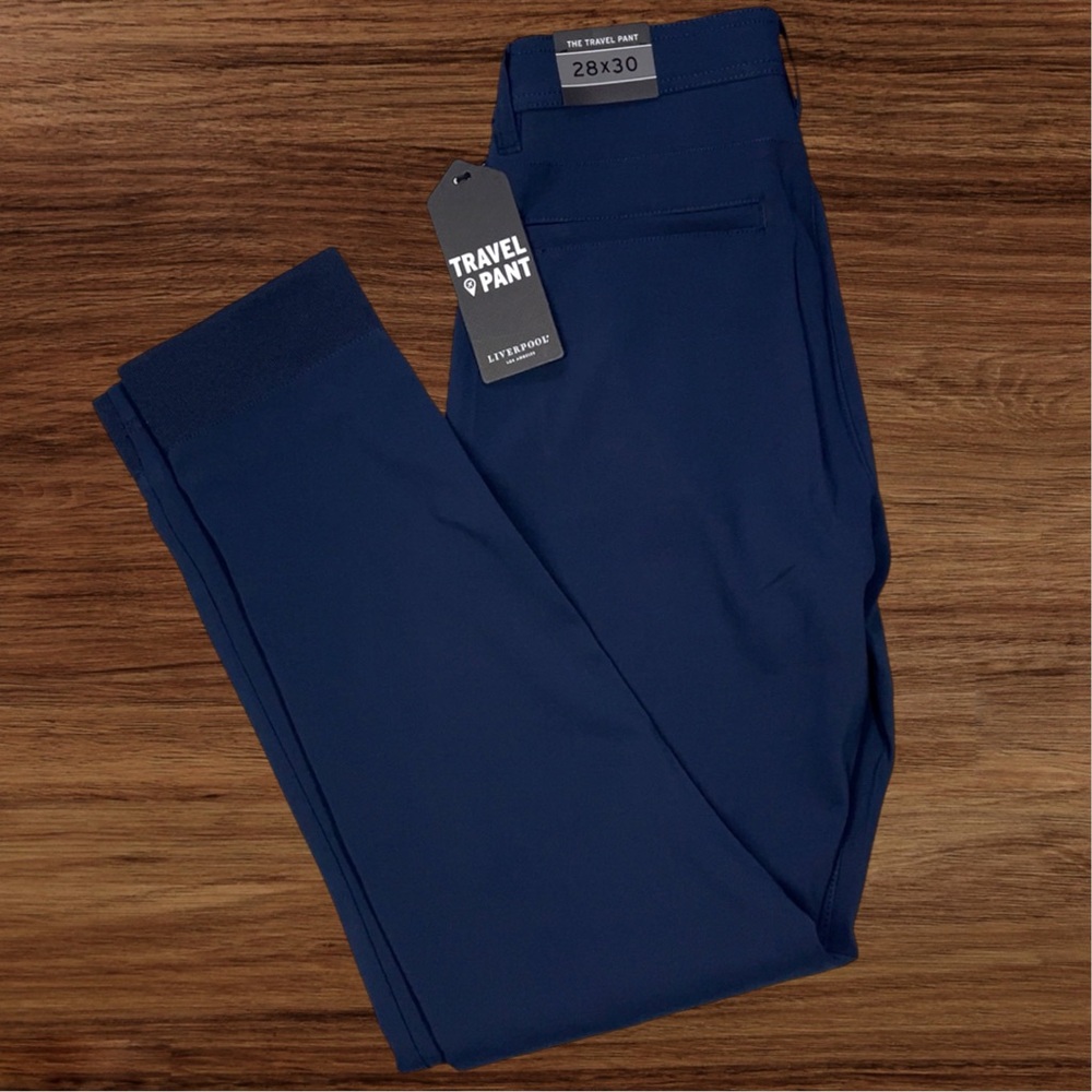 Liverpool Los Angeles The Travel Pant - Navy Blue tapered Pants - Size 28/30